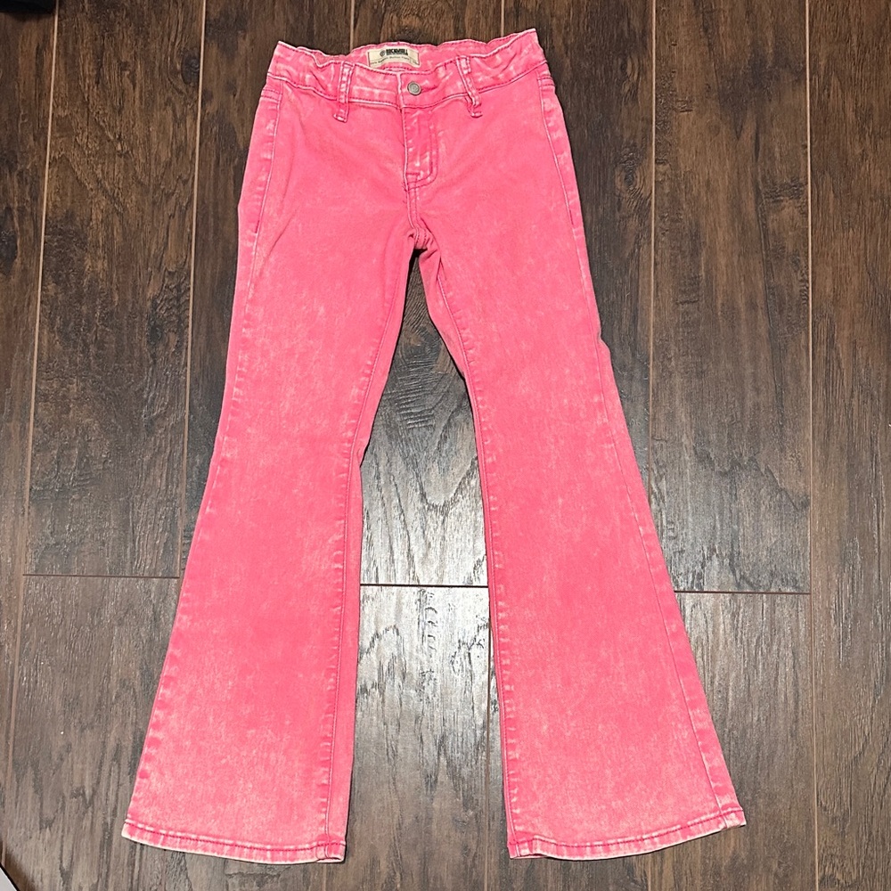 Rock & Roll Denim Pink Flared Jeans. Girls 10 with adjustable waist.